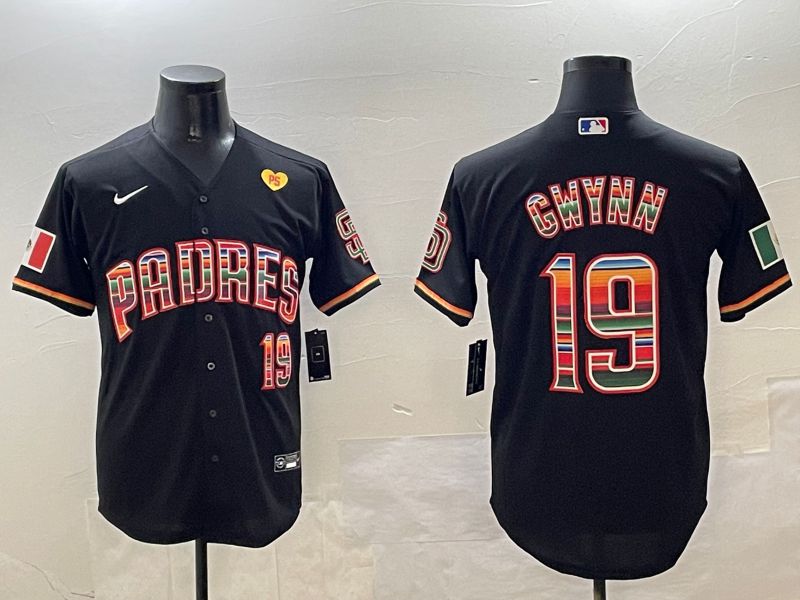 Men San Diego Padres 19 Gwynn Black Fashion Game 2025 Nike MLB Jersey style 4